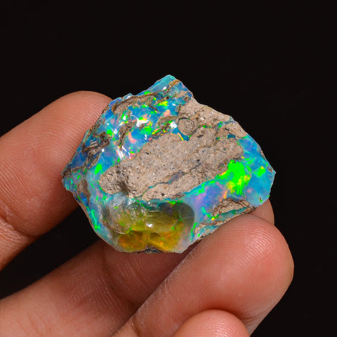 Immaculate Top Grade Quality 100% Natural Welo Fire Ethiopian Opal Fancy Rough Loose Gemstone For Making Jewelry 24X22X11MM 31.00 Cts KR6313 Sunkarton