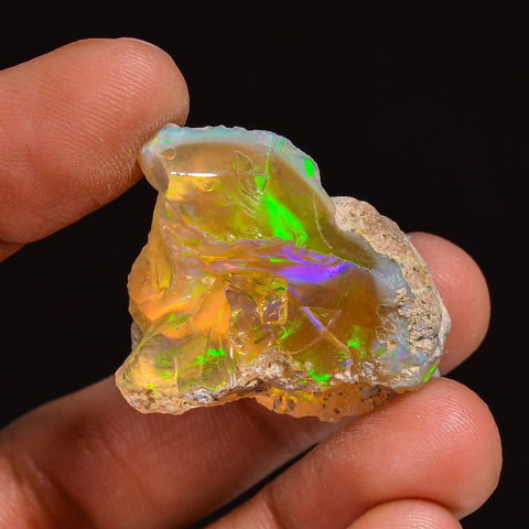 Incredible Top Grade Quality 100% Natural Welo Fire Ethiopian Opal Fancy Rough Loose Gemstone For Making Jewelry 36X25X18MM 51.00 Cts KR6314 Sunkarton