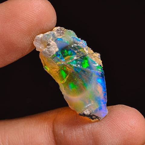 Marvellous Top Grade Quality 100% Natural Welo Fire Ethiopian Opal Fancy Rough Loose Gemstone For Making Jewelry 24X12X6MM 09.00 Cts KR63-15 Sunkarton