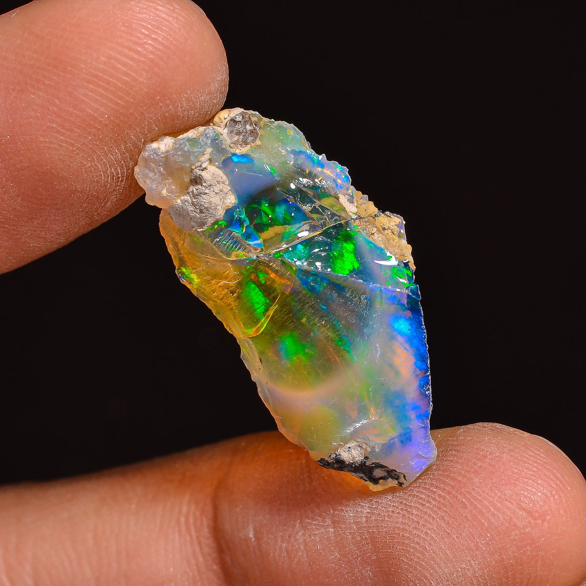 Marvellous Top Grade Quality 100% Natural Welo Fire Ethiopian Opal Fancy Rough Loose Gemstone For Making Jewelry 24X12X6MM 09.00 Cts KR63-15 Sunkarton