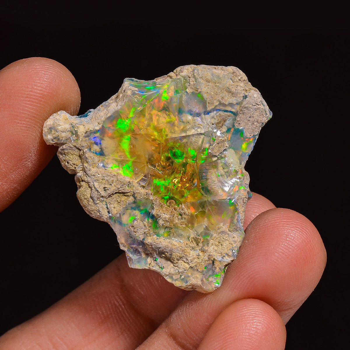 Mind Blowing Top Grade Quality 100% Natural Welo Fire Ethiopian Opal Rough Loose Gemstone For Making Jewelry 31X29X8 MM 31.50 Cts. KR63-16 Sunkarton