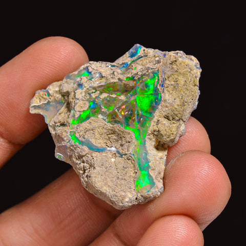 Mind Blowing Top Grade Quality 100% Natural Welo Fire Ethiopian Opal Rough Loose Gemstone For Making Jewelry 31X29X8 MM 31.50 Cts. KR63-16 Sunkarton