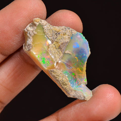 Outstanding Top Grade Quality 100% Natural Welo Fire Ethiopian Opal Fancy Rough Loose Gemstone For Making Jewelry 32X17X7MM 19.50 Cts KR6317 Sunkarton