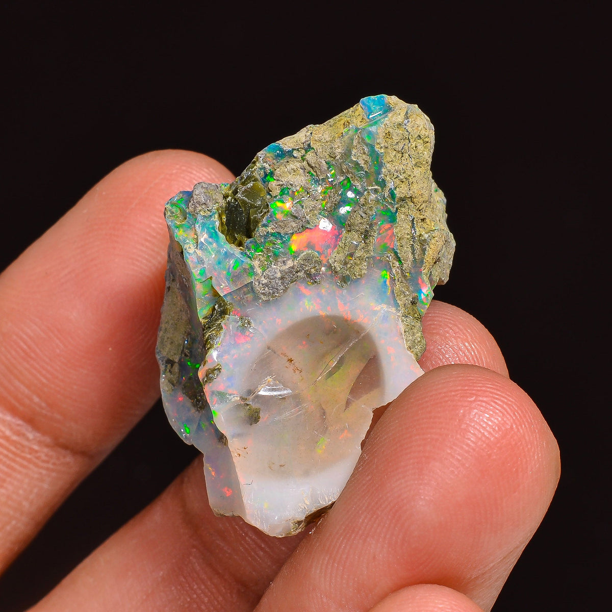 Superb Top Grade Quality 100% Natural Welo Fire Ethiopian Opal Fancy Rough Loose Gemstone For Making Jewelry 30X21X12 MM 26.50 Cts. KR63-19 Sunkarton