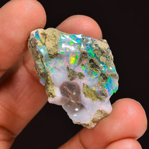 Superb Top Grade Quality 100% Natural Welo Fire Ethiopian Opal Fancy Rough Loose Gemstone For Making Jewelry 30X21X12 MM 26.50 Cts. KR63-19 Sunkarton
