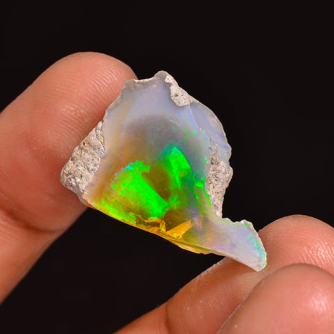 Awesome Top Grade Quality 100% Natural Welo Fire Ethiopian Opal Fancy Rough Loose Gemstone For Making Jewelry 25X18X7 MM 13.00 Cts. KR63-28 Sunkarton