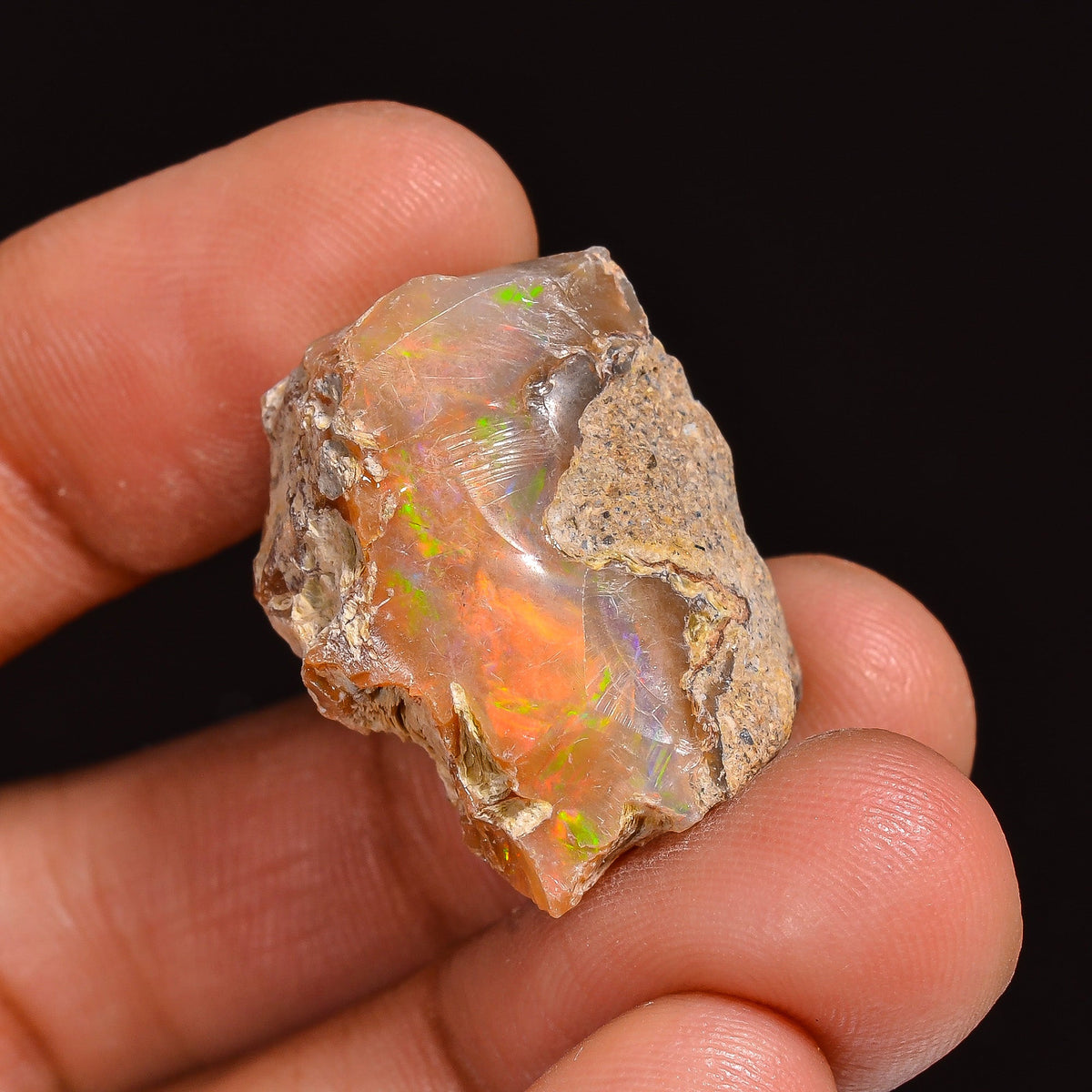 Dazzling Top Grade Quality 100% Natural Welo Fire Ethiopian Opal Fancy Rough Loose Gemstone For Making Jewelry 22X19X10 MM 25.00 Cts KR63-31 Sunkarton