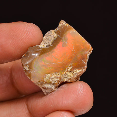 Dazzling Top Grade Quality 100% Natural Welo Fire Ethiopian Opal Fancy Rough Loose Gemstone For Making Jewelry 22X19X10 MM 25.00 Cts KR63-31 Sunkarton
