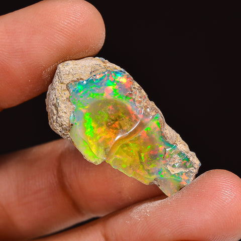 Excellent Top Grade Quality 100% Natural Welo Fire Ethiopian Opal Fancy Rough Loose Gemstone For Making Jewelry 27X16X9 MM 17.00 Cts KR63-32 Sunkarton