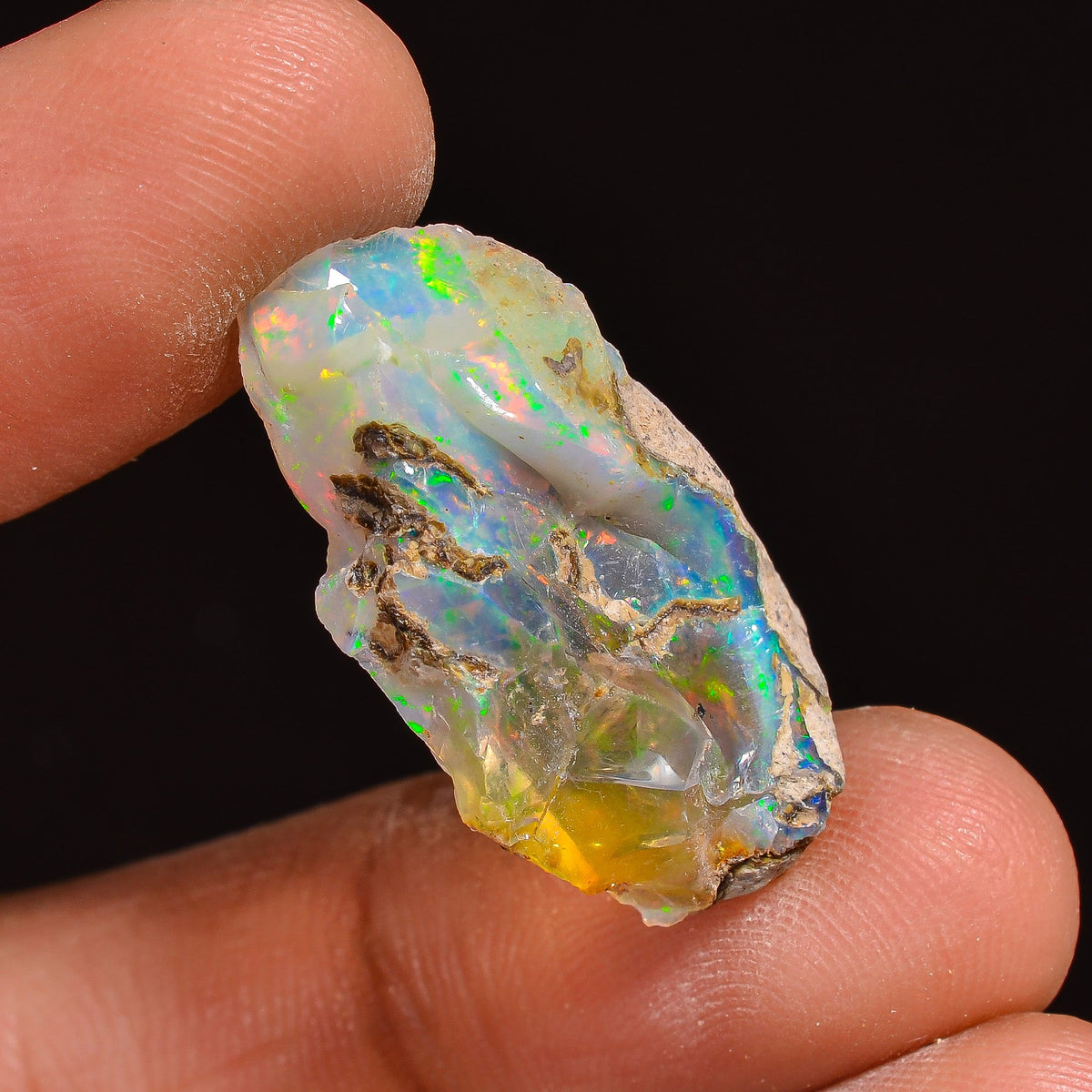 Exclusive Top Grade Quality 100% Natural Welo Fire Ethiopian Opal Fancy Rough Loose Gemstone For Making Jewelry 26X15X7 MM 13.50 Cts KR63-33 Sunkarton