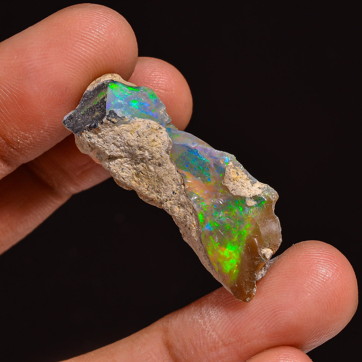 Incredible Top Grade Quality 100% Natural Welo Fire Ethiopian Opal Fancy Rough Loose Gemstone For Making Jewelry 33X12X7MM 14.50 Cts KR63-39 Sunkarton