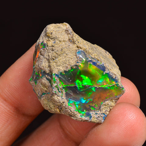 Awesome Top Grade Quality 100% Natural Welo Fire Ethiopian Opal Fancy Rough Loose Gemstone For Making Jewelry 26X22X17 MM 34.50 Cts. KR63-3 Sunkarton
