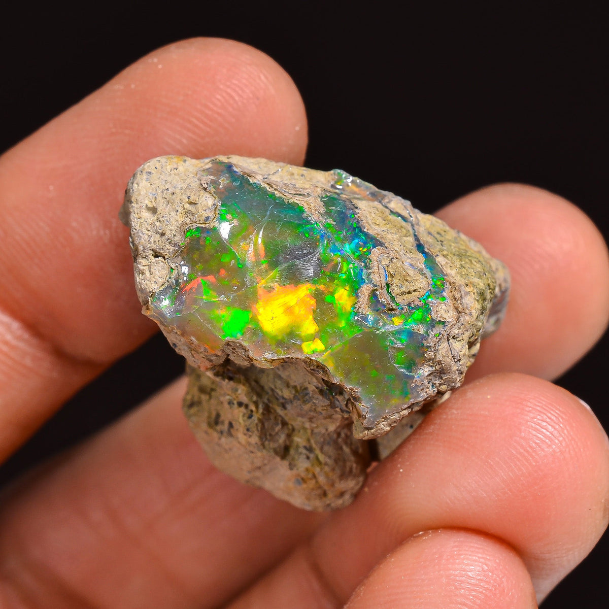 Awesome Top Grade Quality 100% Natural Welo Fire Ethiopian Opal Fancy Rough Loose Gemstone For Making Jewelry 26X22X17 MM 34.50 Cts. KR63-3 Sunkarton