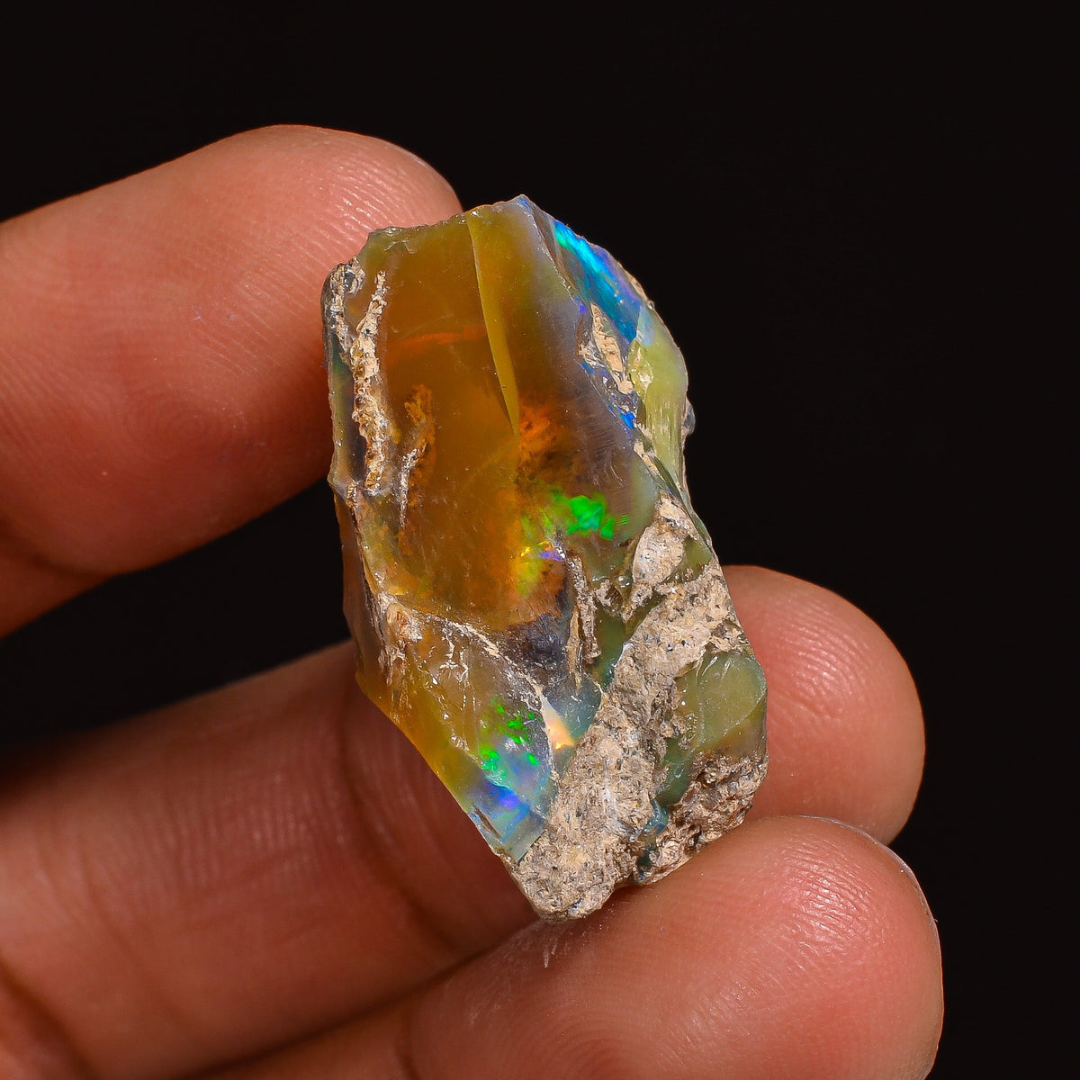 Marvellous Top Grade Quality 100% Natural Welo Fire Ethiopian Opal Fancy Rough Loose Gemstone For Making Jewelry 24X17X13MM 25.00 Cts KR6340 Sunkarton