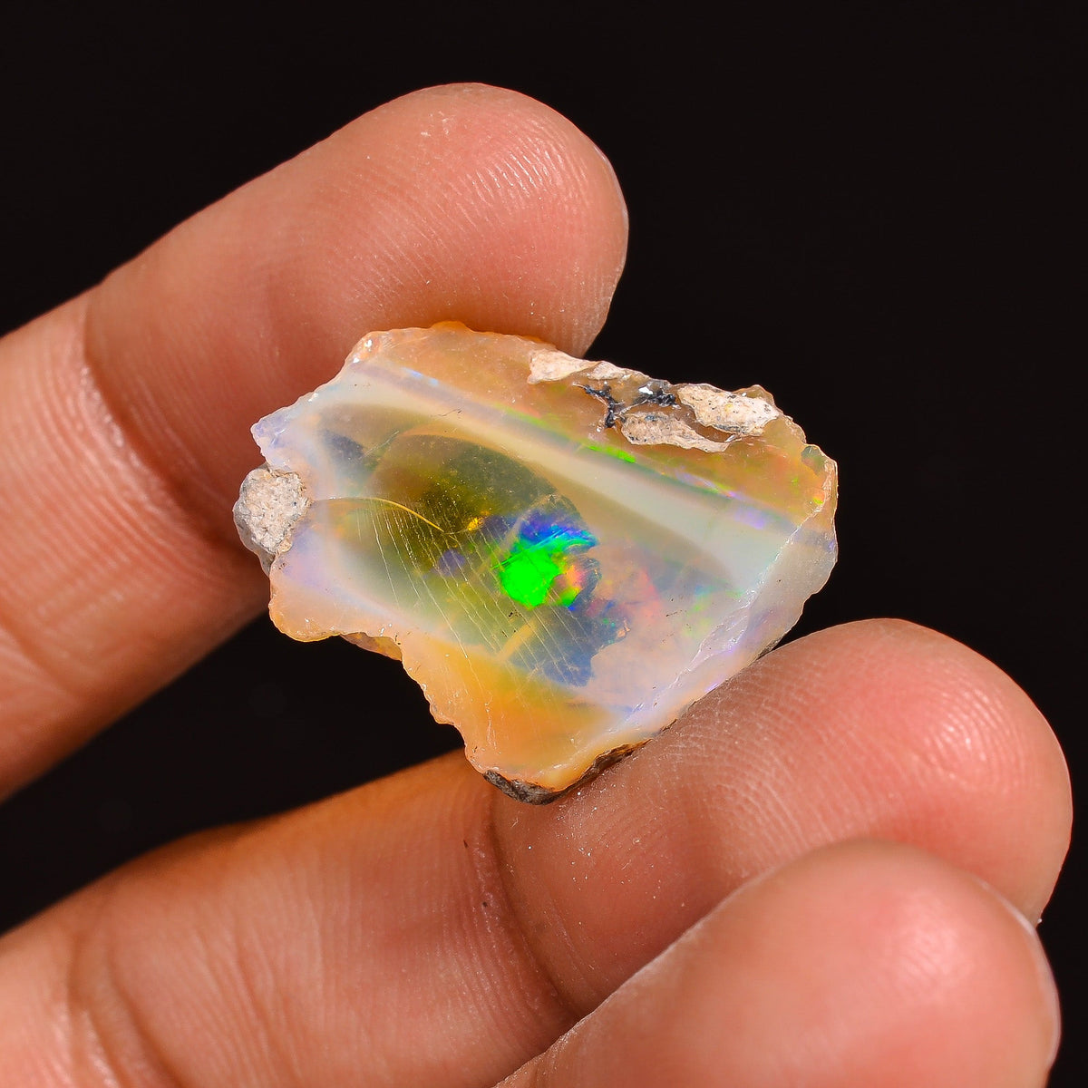 Splendid Top Grade Quality 100% Natural Welo Fire Ethiopian Opal Fancy Rough Loose Gemstone For Making Jewelry 29X19X6 MM 09.00 Cts. KR63-43 Sunkarton