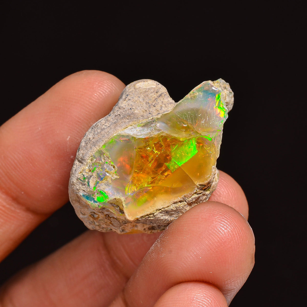 Superb Top Grade Quality 100% Natural Welo Fire Ethiopian Opal Fancy Rough Loose Gemstone For Making Jewelry 27X18X14 MM 30.50 Cts. KR63-44 Sunkarton