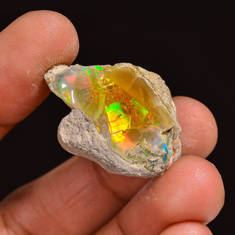 Superb Top Grade Quality 100% Natural Welo Fire Ethiopian Opal Fancy Rough Loose Gemstone For Making Jewelry 27X18X14 MM 30.50 Cts. KR63-44 Sunkarton