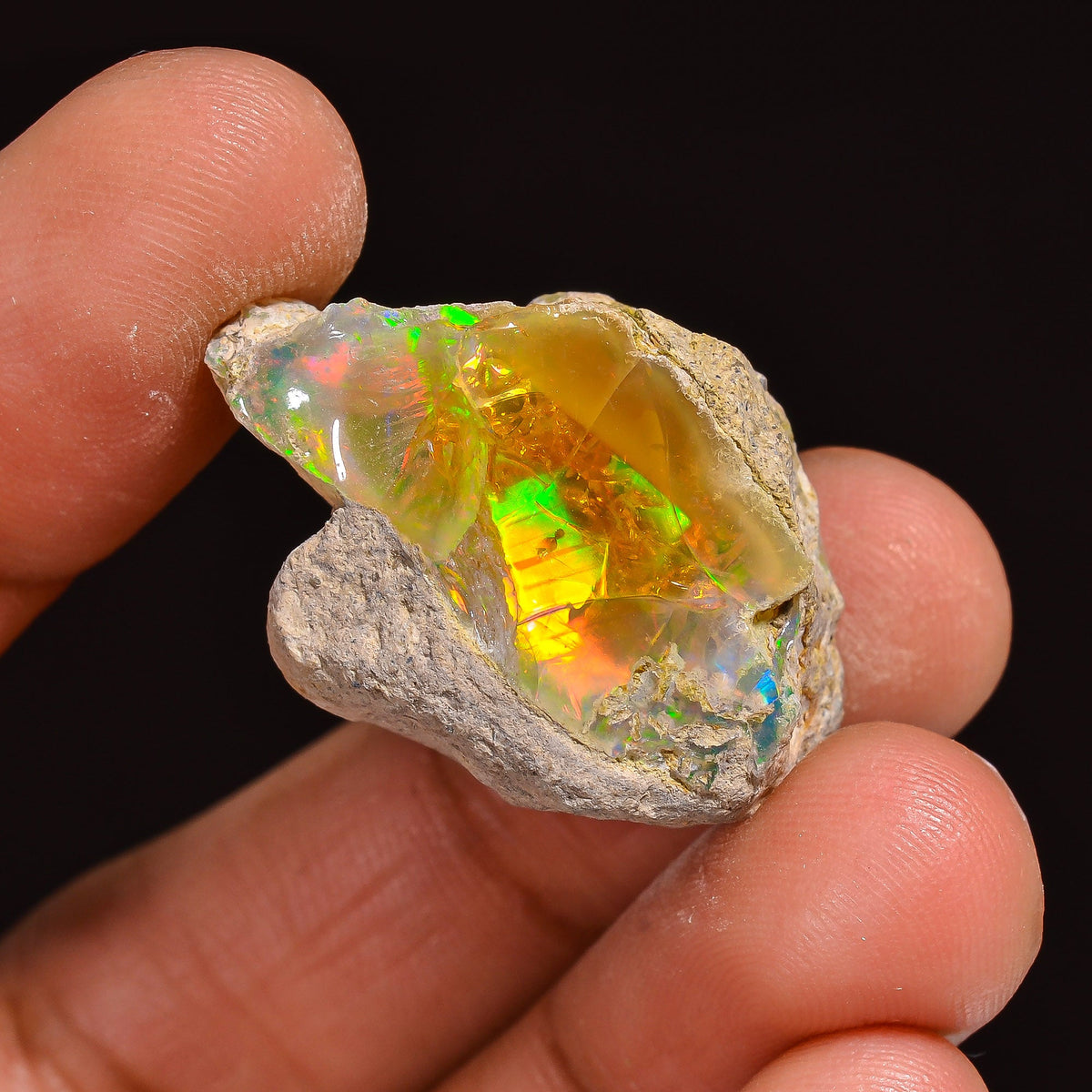 Superb Top Grade Quality 100% Natural Welo Fire Ethiopian Opal Fancy Rough Loose Gemstone For Making Jewelry 27X18X14 MM 30.50 Cts. KR63-44 Sunkarton