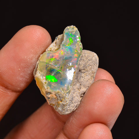 Superb Top Grade Quality 100% Natural Welo Fire Ethiopian Opal Fancy Rough Loose Gemstone For Making Jewelry 27X18X14 MM 30.50 Cts. KR63-44 Sunkarton