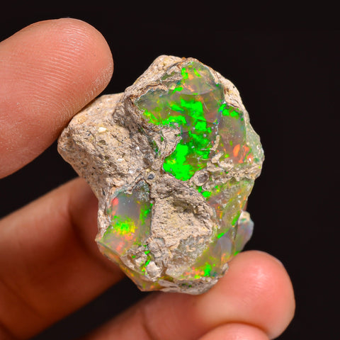 Beautiful Top Grade Quality 100% Natural Welo Fire Ethiopian Opal Fancy Rough Loose Gemstone For Making Jewelry 32X24X15 MM 46.00 Cts KR63-4 Sunkarton