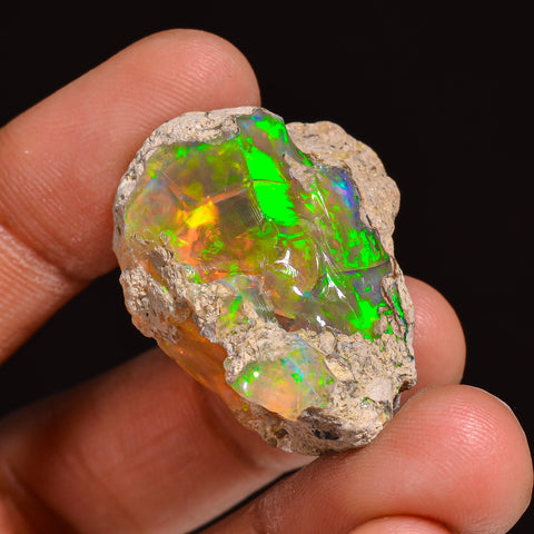 Beautiful Top Grade Quality 100% Natural Welo Fire Ethiopian Opal Fancy Rough Loose Gemstone For Making Jewelry 32X24X15 MM 46.00 Cts KR63-4 Sunkarton