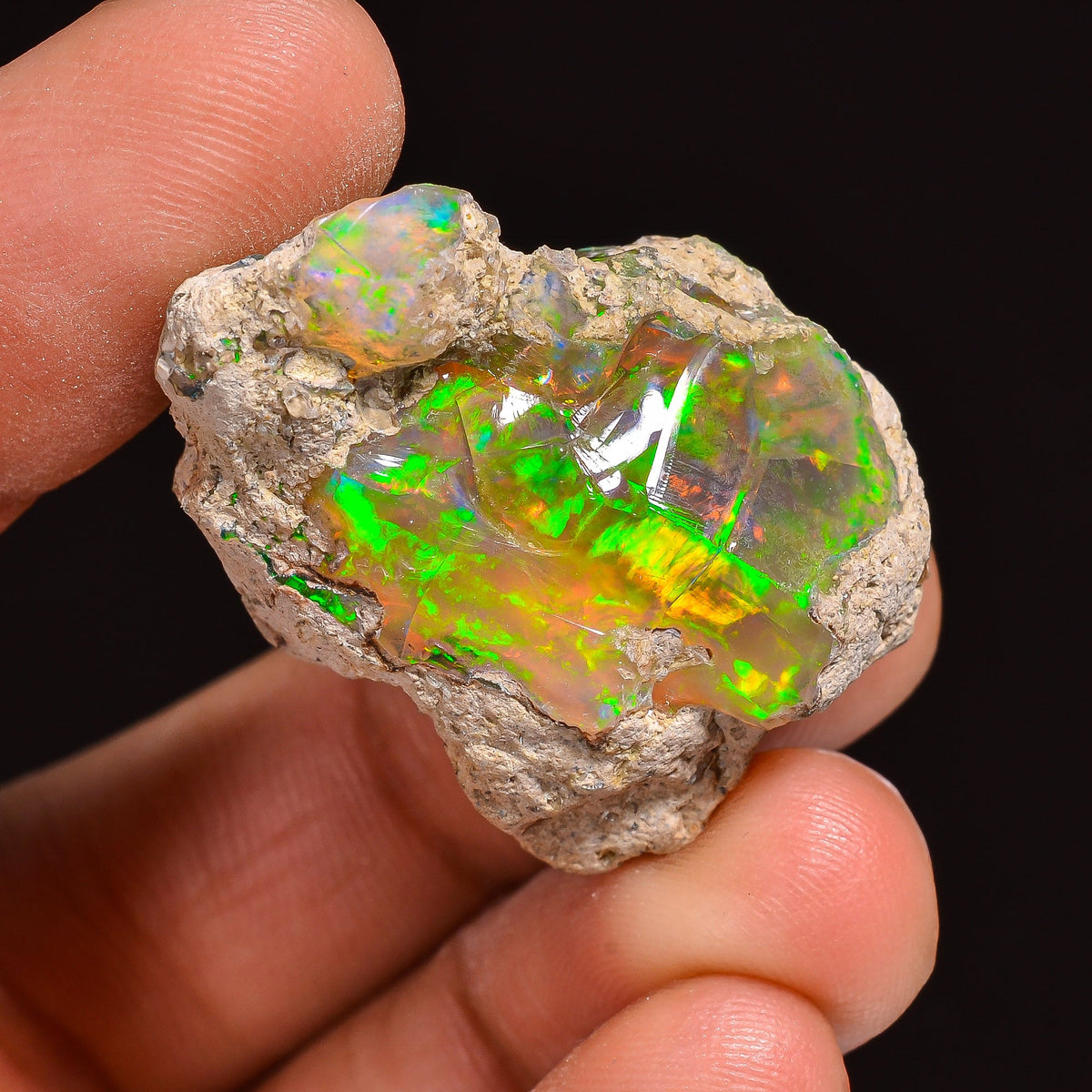 Beautiful Top Grade Quality 100% Natural Welo Fire Ethiopian Opal Fancy Rough Loose Gemstone For Making Jewelry 32X24X15 MM 46.00 Cts KR63-4 Sunkarton