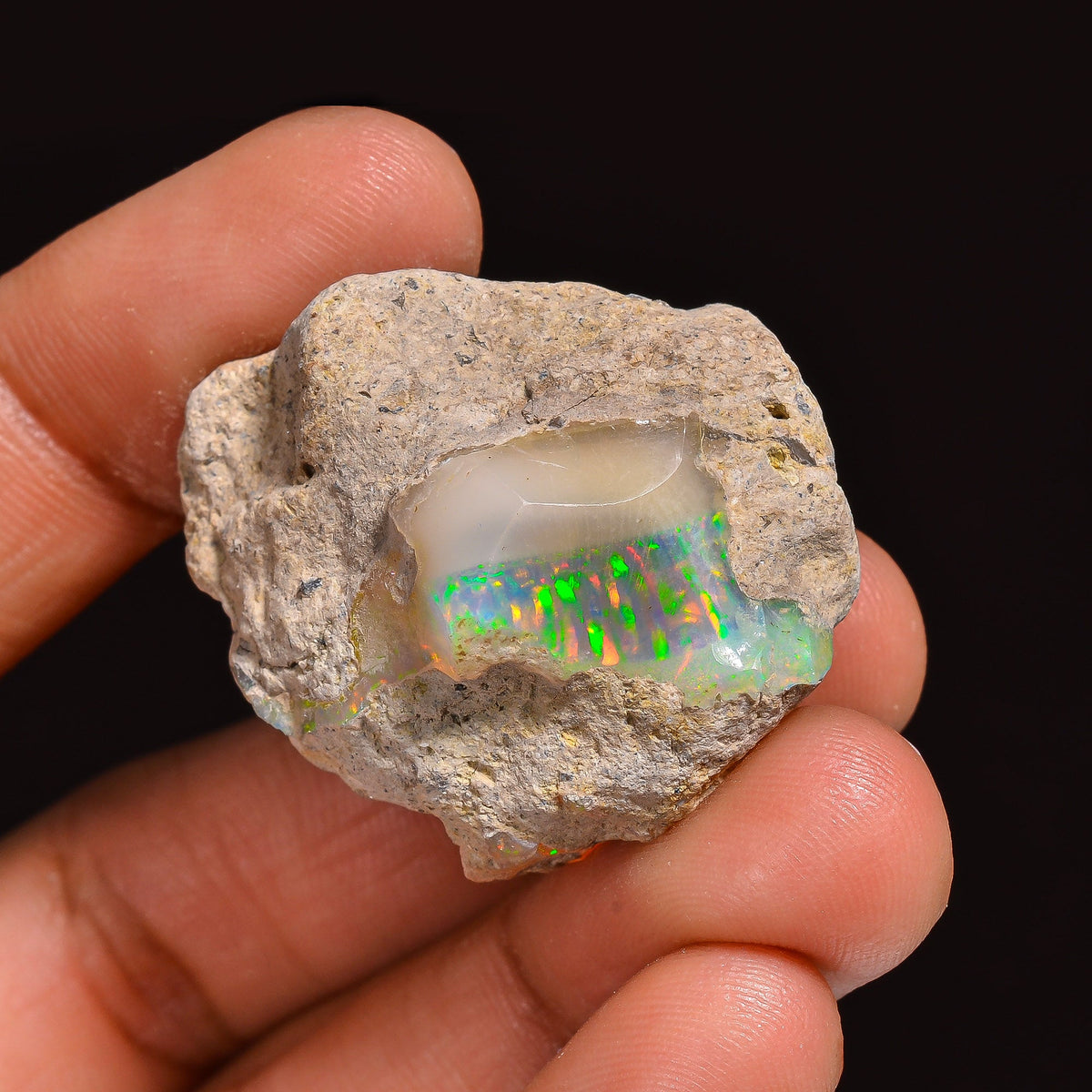 Wonderful Top Grade Quality 100% Natural Welo Fire Ethiopian Opal Fancy Rough Loose Gemstone For Making Jewelry 32X27X18MM 57.00 Cts KR63-50 Sunkarton