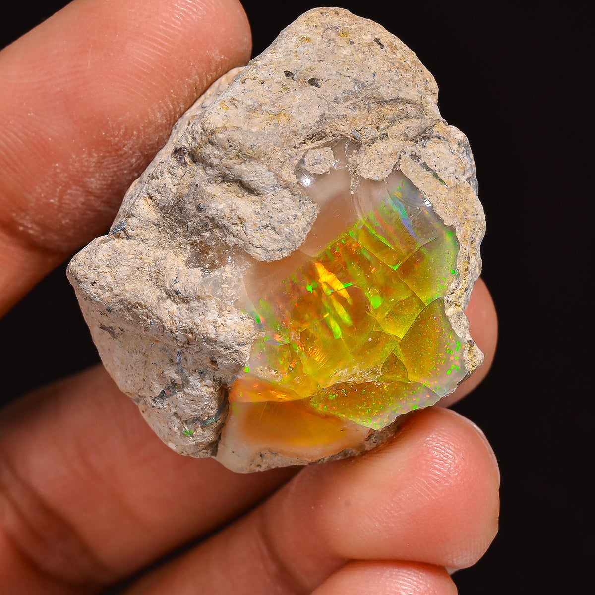 Wonderful Top Grade Quality 100% Natural Welo Fire Ethiopian Opal Fancy Rough Loose Gemstone For Making Jewelry 32X27X18MM 57.00 Cts KR63-50 Sunkarton
