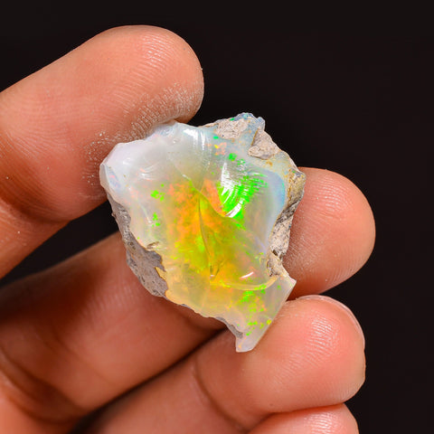 Beautiful Top Grade Quality 100% Natural Welo Fire Ethiopian Opal Fancy Rough Loose Gemstone For Making Jewelry 23X18X11MM 16.50 Cts KR63-54 Sunkarton