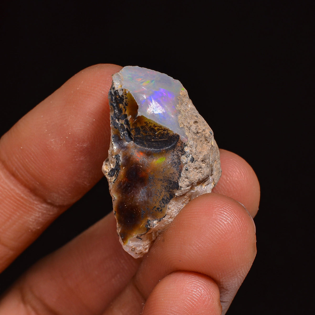 Excellent Top Grade Quality 100% Natural Welo Fire Ethiopian Opal Fancy Rough Loose Gemstone For Making Jewelry 27X17X14MM 24.00 Cts KR63-57 Sunkarton