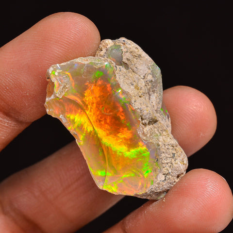 Classic Top Grade Quality 100% Natural Welo Fire Ethiopian Opal Fancy Rough Loose Gemstone For Making Jewelry 31X25X17 MM 47.50 Cts. KR63-5 Sunkarton