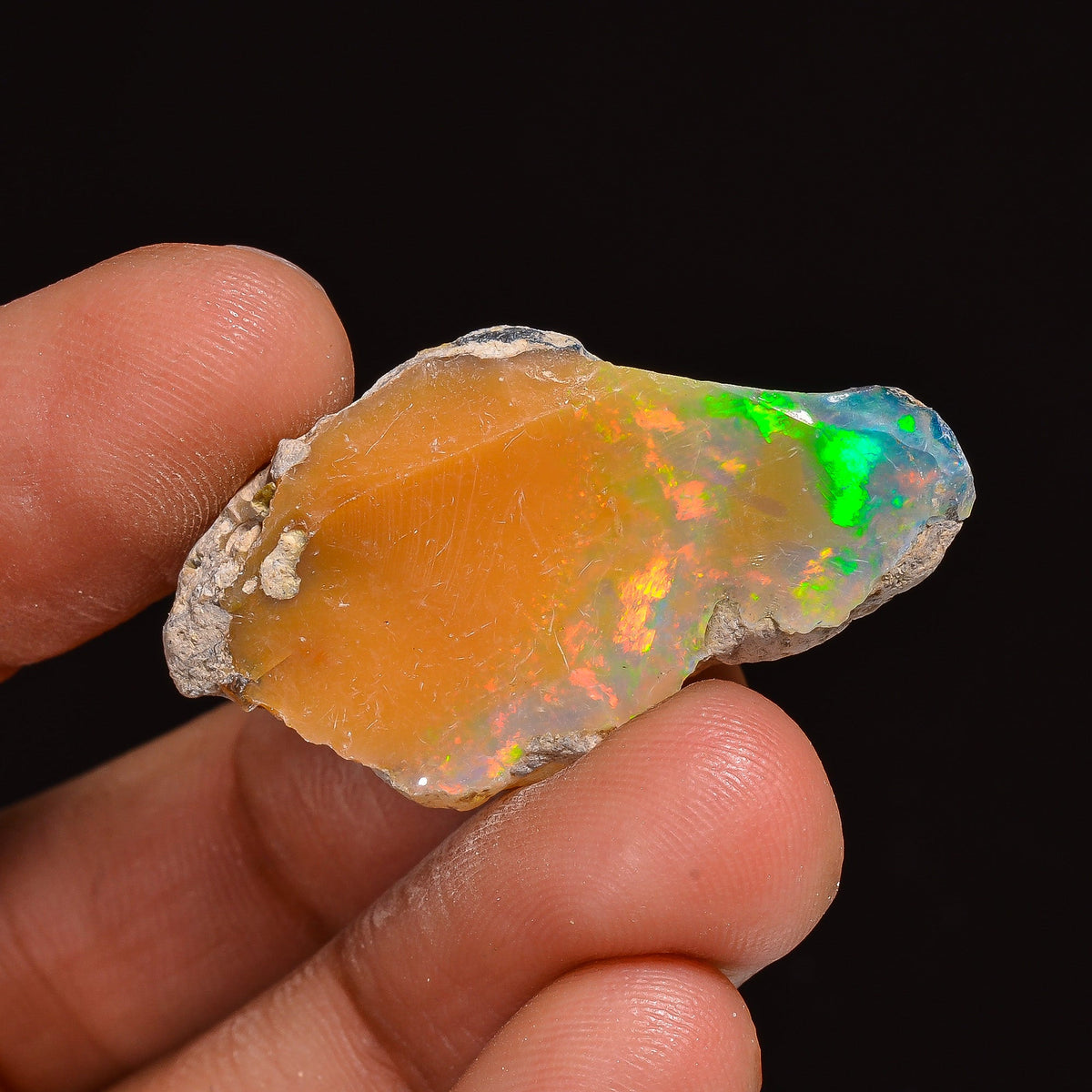 Marvellous Top Grade Quality 100% Natural Welo Fire Ethiopian Opal Fancy Rough Loose Gemstone For Making Jewelry 33X18X9MM 20.50 Cts KR63-65 Sunkarton