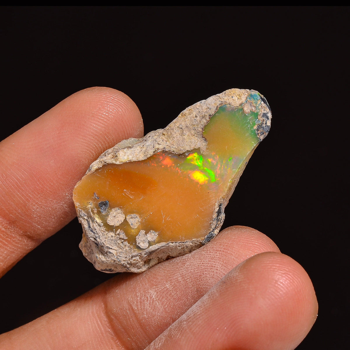 Marvellous Top Grade Quality 100% Natural Welo Fire Ethiopian Opal Fancy Rough Loose Gemstone For Making Jewelry 33X18X9MM 20.50 Cts KR63-65 Sunkarton