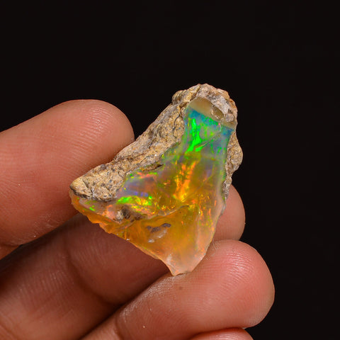 Superb Top Grade Quality 100% Natural Welo Fire Ethiopian Opal Fancy Rough Loose Gemstone For Making Jewelry 22X20X10 MM 17.50 Cts. KR63-69 Sunkarton