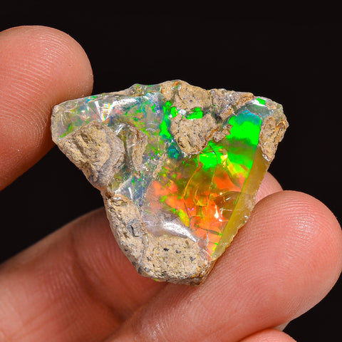 Dazzling Top Grade Quality 100% Natural Welo Fire Ethiopian Opal Fancy Rough Loose Gemstone For Making Jewelry 24X21X6 MM 14.00 Cts. KR63-6 Sunkarton