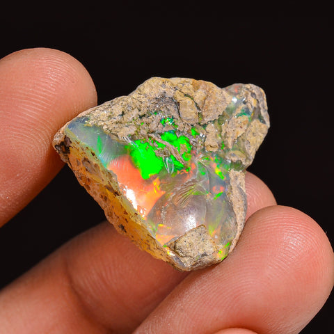 Dazzling Top Grade Quality 100% Natural Welo Fire Ethiopian Opal Fancy Rough Loose Gemstone For Making Jewelry 24X21X6 MM 14.00 Cts. KR63-6 Sunkarton