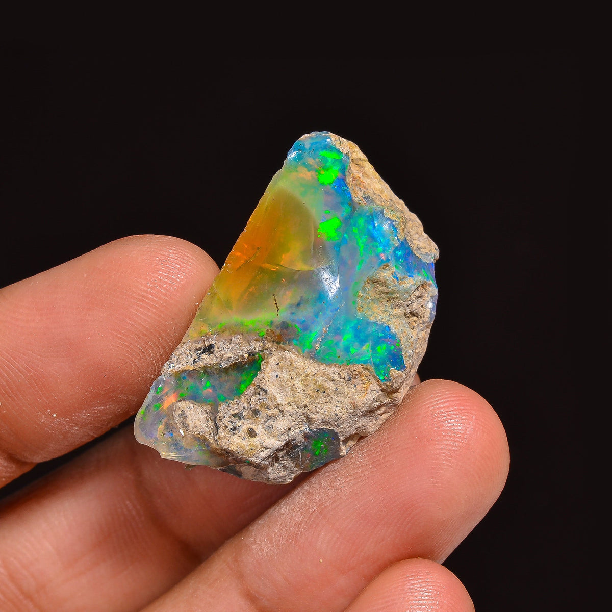 Stunning Top Grade Quality 100% Natural Welo Fire Ethiopian Opal Fancy Rough Loose Gemstone For Making Jewelry 29X18X10 MM 24.50 Cts KR63-70 Sunkarton
