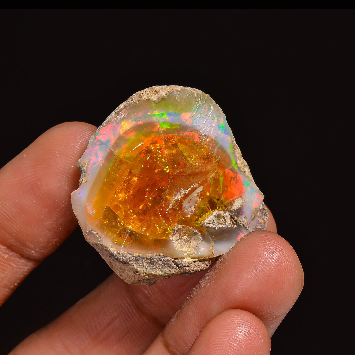 Wonderful Top Grade Quality 100% Natural Welo Fire Ethiopian Opal Fancy Rough Loose Gemstone For Making Jewelry 28X26X18MM 53.50 Cts KR63-75 Sunkarton