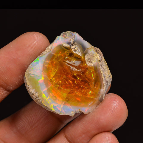 Wonderful Top Grade Quality 100% Natural Welo Fire Ethiopian Opal Fancy Rough Loose Gemstone For Making Jewelry 28X26X18MM 53.50 Cts KR63-75 Sunkarton