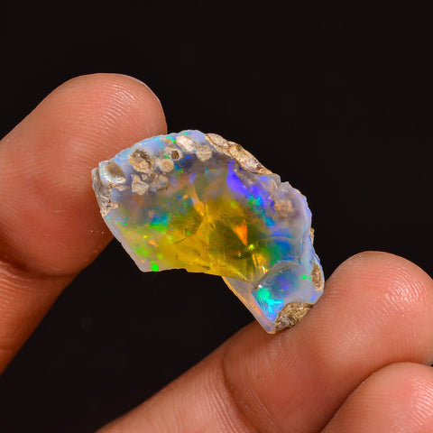 Amazing Top Grade Quality 100% Natural Welo Fire Ethiopian Opal Fancy Rough Loose Gemstone For Making Jewelry 24X14X11 MM 14.00 Cts. KR63-76 Sunkarton