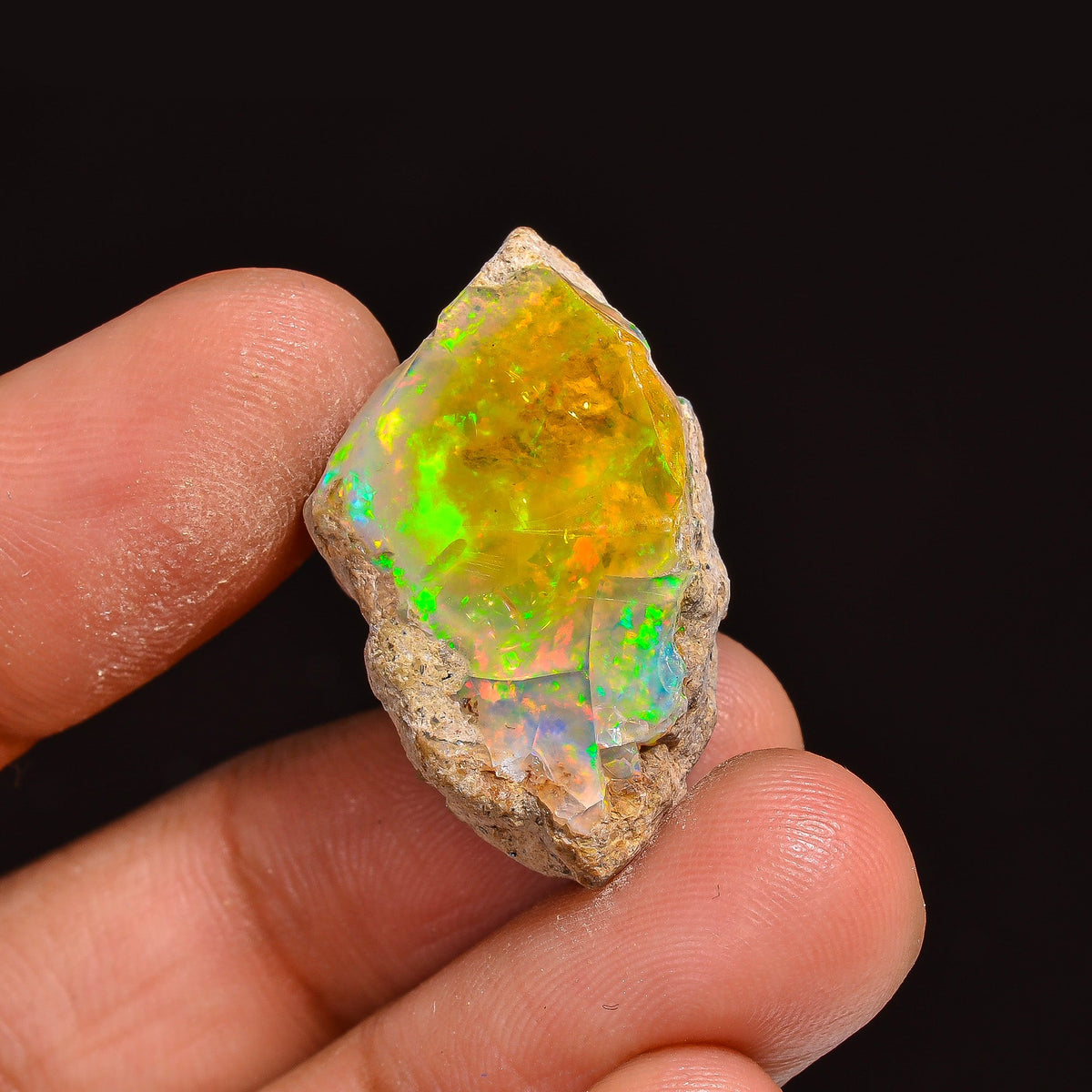 Beautiful Top Grade Quality 100% Natural Welo Fire Ethiopian Opal Fancy Rough Loose Gemstone For Making Jewelry 26X16X8 MM 17.00 Cts KR63-79 Sunkarton
