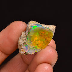 Beautiful Top Grade Quality 100% Natural Welo Fire Ethiopian Opal Fancy Rough Loose Gemstone For Making Jewelry 26X16X8 MM 17.00 Cts KR63-79 Sunkarton