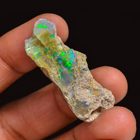 Excellent Top Grade Quality 100% Natural Welo Fire Ethiopian Opal Fancy Rough Loose Gemstone For Making Jewelry 34X16X13 MM 28.00 Cts KR63-7 Sunkarton