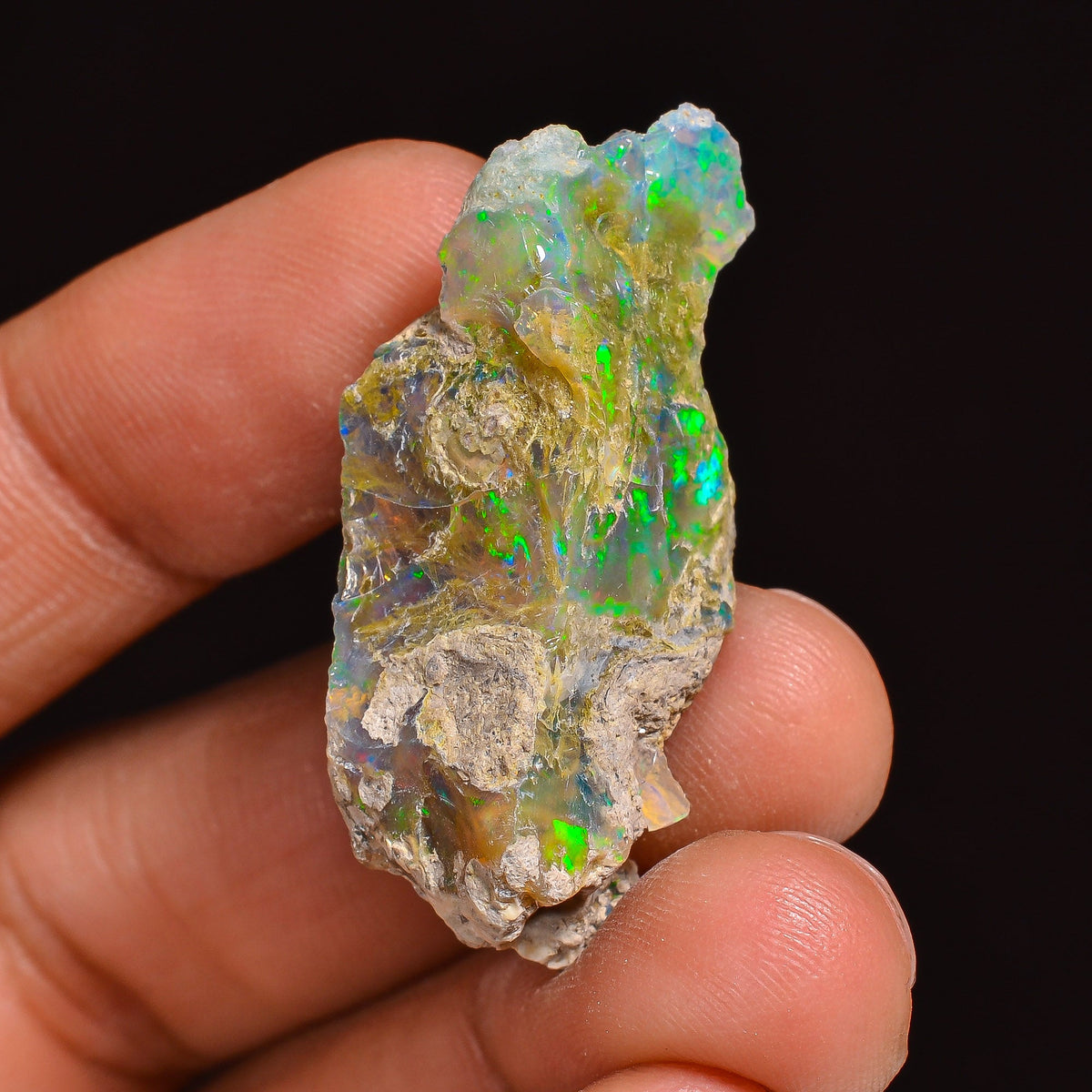 Excellent Top Grade Quality 100% Natural Welo Fire Ethiopian Opal Fancy Rough Loose Gemstone For Making Jewelry 34X16X13 MM 28.00 Cts KR63-7 Sunkarton