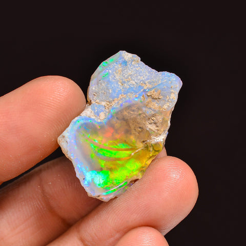 Dazzling Top Grade Quality 100% Natural Welo Fire Ethiopian Opal Fancy Rough Loose Gemstone For Making Jewelry 27X19X10 MM 23.00 Cts KR63-81 Sunkarton