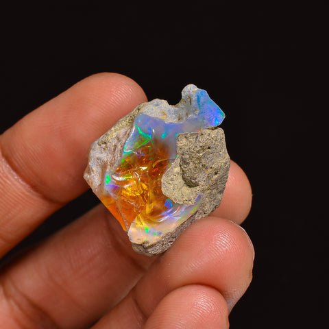 Fabulous Top Grade Quality 100% Natural Welo Fire Ethiopian Opal Fancy Rough Loose Gemstone For Making Jewelry 25X20X18 MM 33.50 Cts KR63-85 Sunkarton
