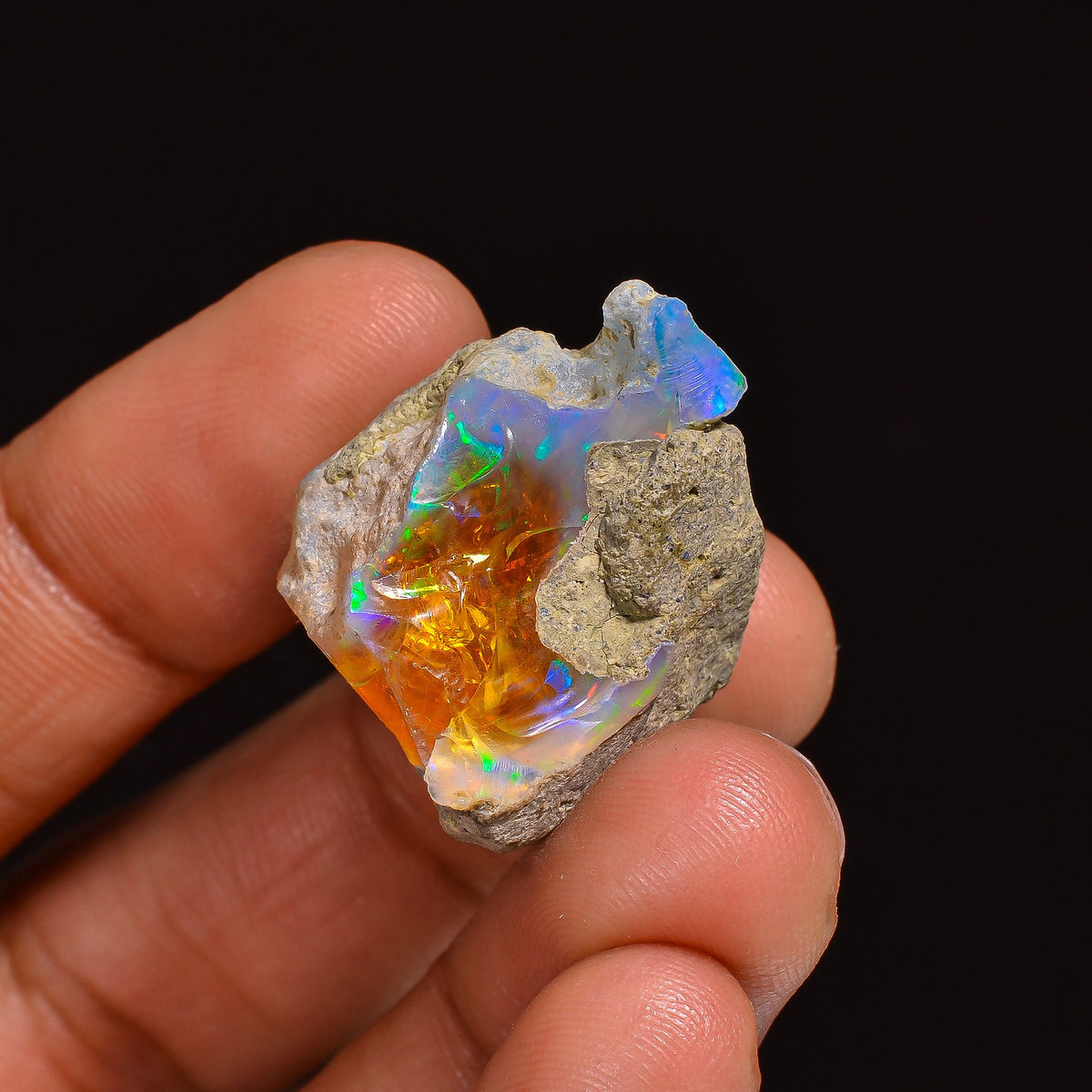 Fabulous Top Grade Quality 100% Natural Welo Fire Ethiopian Opal Fancy Rough Loose Gemstone For Making Jewelry 25X20X18 MM 33.50 Cts KR63-85 Sunkarton