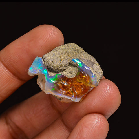 Fabulous Top Grade Quality 100% Natural Welo Fire Ethiopian Opal Fancy Rough Loose Gemstone For Making Jewelry 25X20X18 MM 33.50 Cts KR63-85 Sunkarton