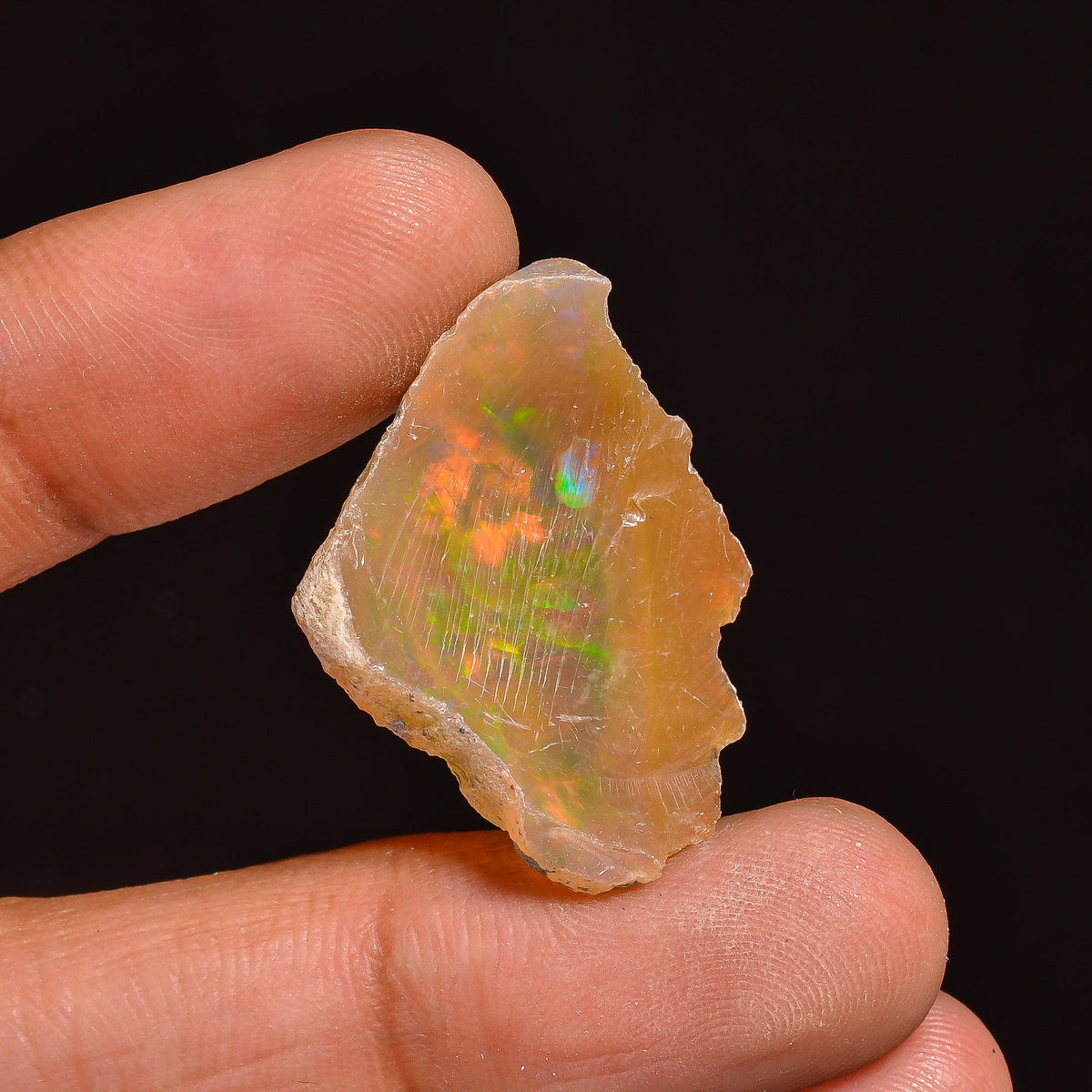 Incredible Top Grade Quality 100% Natural Welo Fire Ethiopian Opal Fancy Rough Loose Gemstone For Making Jewelry 27X19X5MM 09.00 Cts KR63-89 Sunkarton