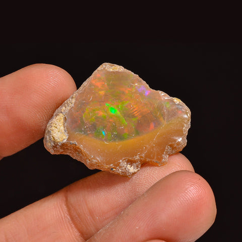 Incredible Top Grade Quality 100% Natural Welo Fire Ethiopian Opal Fancy Rough Loose Gemstone For Making Jewelry 27X19X5MM 09.00 Cts KR63-89 Sunkarton